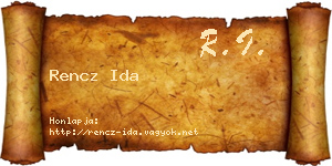 Rencz Ida névjegykártya